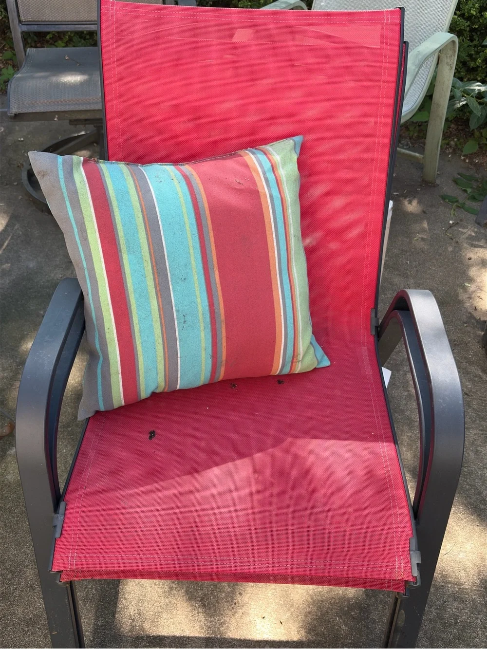 Set of Outdoor Throw Pillows - Coral Bird & Striped